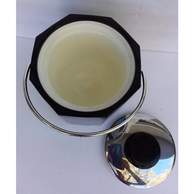 Mid-Century Modern Vintage Octagonal Ice Bucket Covered With Black Vegan Leather For Sale - Image 3 of 4