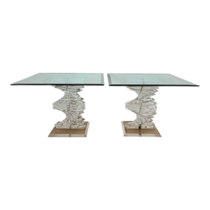 Modern Stacked Lucite Spiral Dna Helix Side Tables