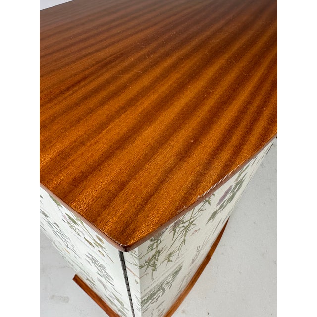 White 1950’s Swedish Curved Front Cabinet With Nordens Flora Illustrations For Sale - Image 8 of 13
