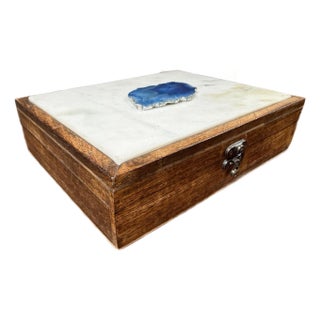 Agate Slice, Marble, Wood Keepsake Box For Sale