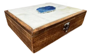 Agate Slice, Marble, Wood Keepsake Box