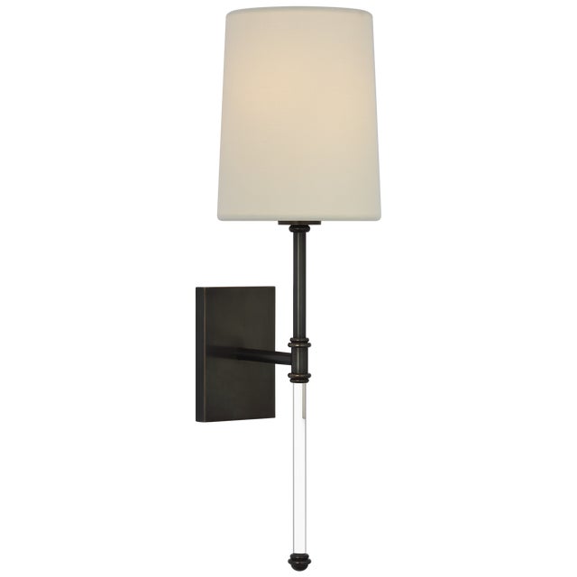 Black Suzanne Kasler for Visual Comfort Signature Camille 16" Sconce in Bronze with Linen Shade For Sale - Image 8 of 15