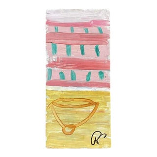 Vintage Russell Christoffersen Abstract on Canvas in Yellow and Pink- Signed For Sale