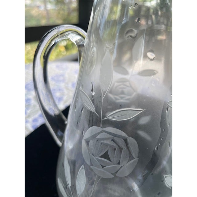 Late 20th Century Vintage Roumanian Etched Glass Wine Decanter For Sale - Image 5 of 8