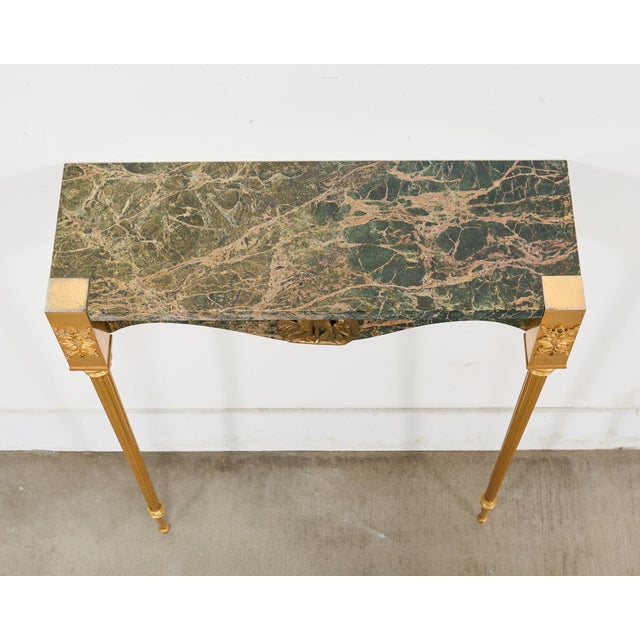 French Napoleon Empire Style Marble Bronzed Wall Console Table For Sale - Image 4 of 16