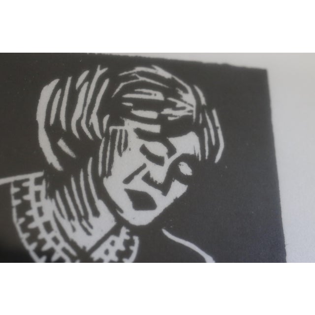 Dark Green Unique 1989 Doug Anderson Original Woodblock Print - Hand-Signed Monoprint Figural Art For Sale - Image 8 of 17