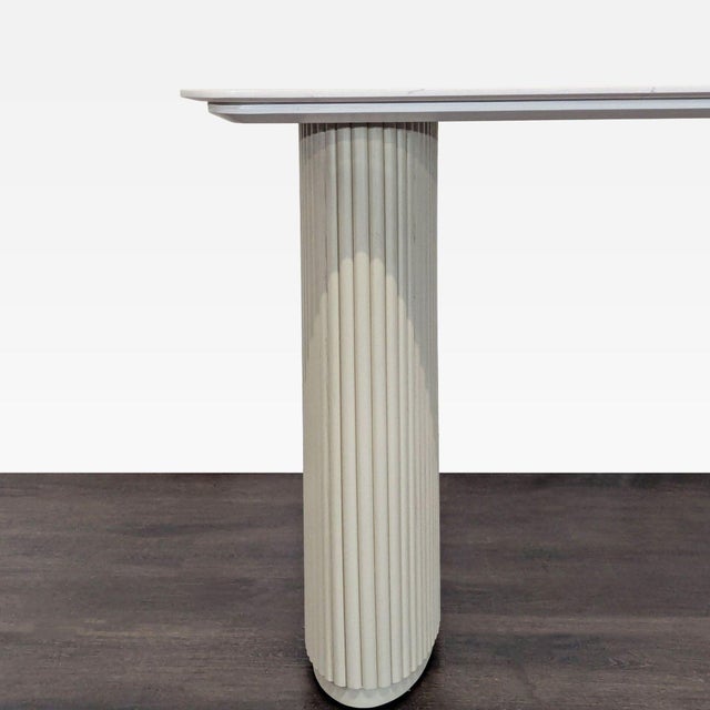 2020s Rove Concepts Athena Modern Marble Top Desk With Fluted Cream Legs For Sale - Image 5 of 6