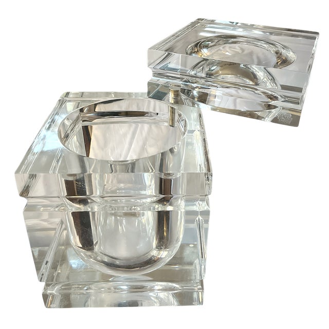 Alessandro Albrizzi Large Vintage Lucite Ice Bucket With Swivel Lid, Attributed to Alessandro Albrizzi, Italy, C. 1970s For Sale - Image 4 of 9