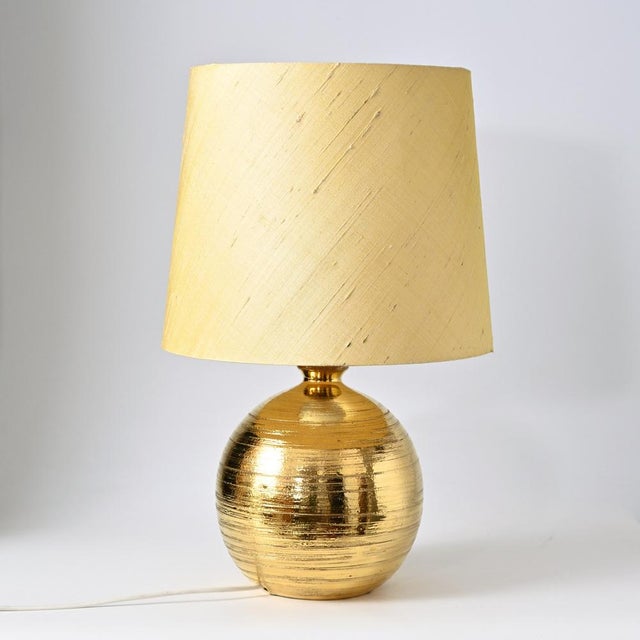 Ball-Shaped Gold Ceramic Table Lamp by Aldo Londi for Bitossi, 1970s For Sale - Image 12 of 12