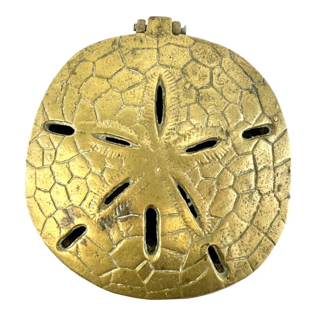 Vintage Mid Century Brass Sand Dollar Trinket Dish For Sale