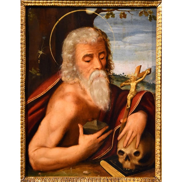 Circle of Giuseppe Mazzuoli Detto Il Bastarolo, Saint Jerome Mazzuoli, 16th Century, Oil on Copper For Sale - Image 12 of 15
