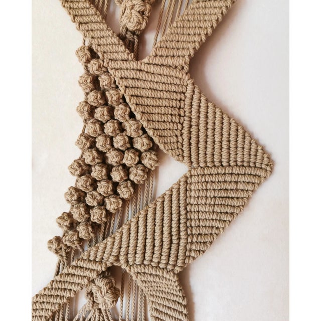 Brown Vintage Macrame Wall Rug, Germany, 1970s For Sale - Image 8 of 11