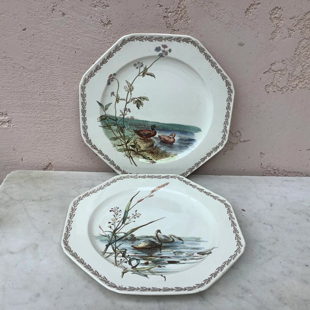 Ceramic 1890 TC Brown Westhead and Moore English Octagonal Ducks on Lake Plate For Sale - Image 7 of 8