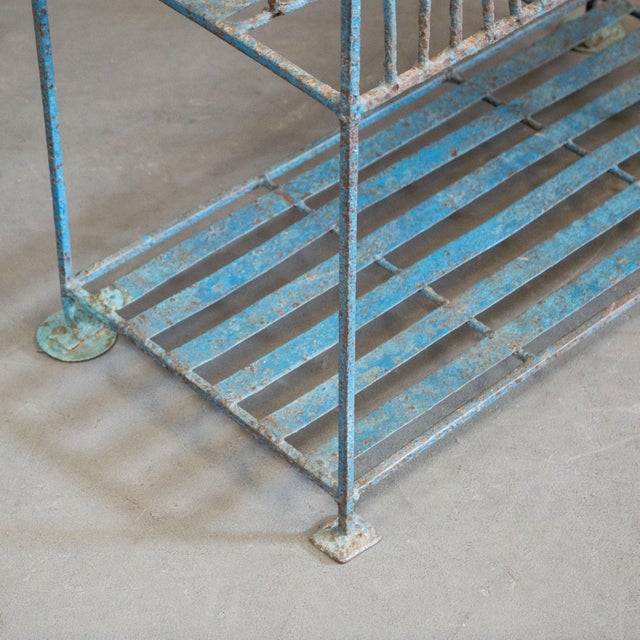 Blue Late 20th Century Vintage Blue Painted Purpose Built Store Rack / Shelving For Sale - Image 8 of 12