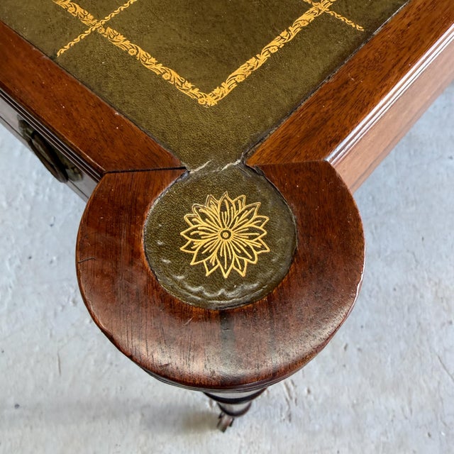 Vintage Baker Furniture Mahogany Tooled Leather Partners Desk English Regency For Sale - Image 14 of 18