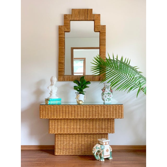 Boho Style Wicker Entryway Table and Mirror Chairish