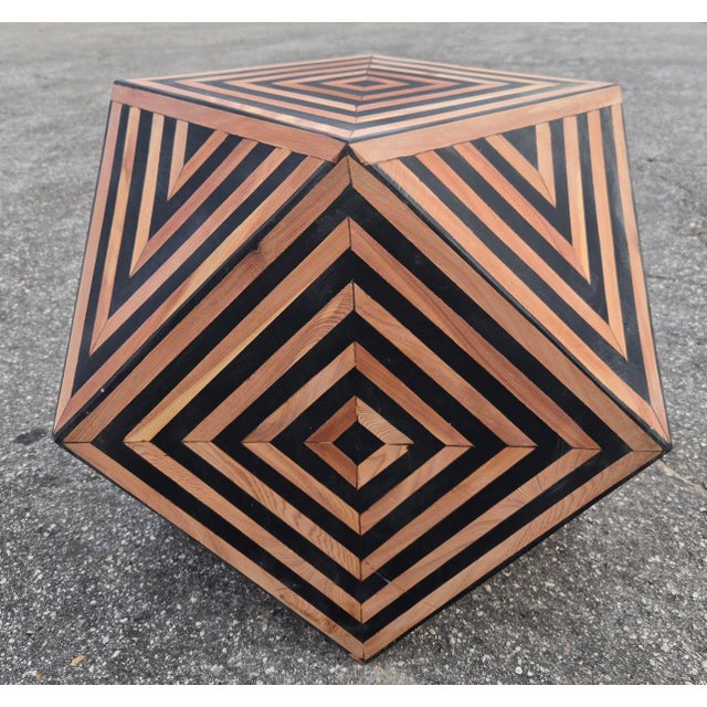 Moroccan Contemporary Moroccan Resin and Walnut Wood Geometric End Table For Sale - Image 3 of 7