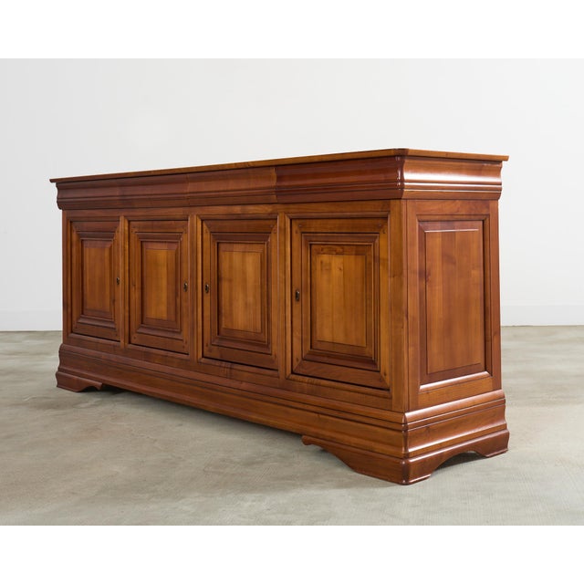 French Grand French Louis Philippe Style Fruitwood Sideboard Enfilade For Sale - Image 3 of 12