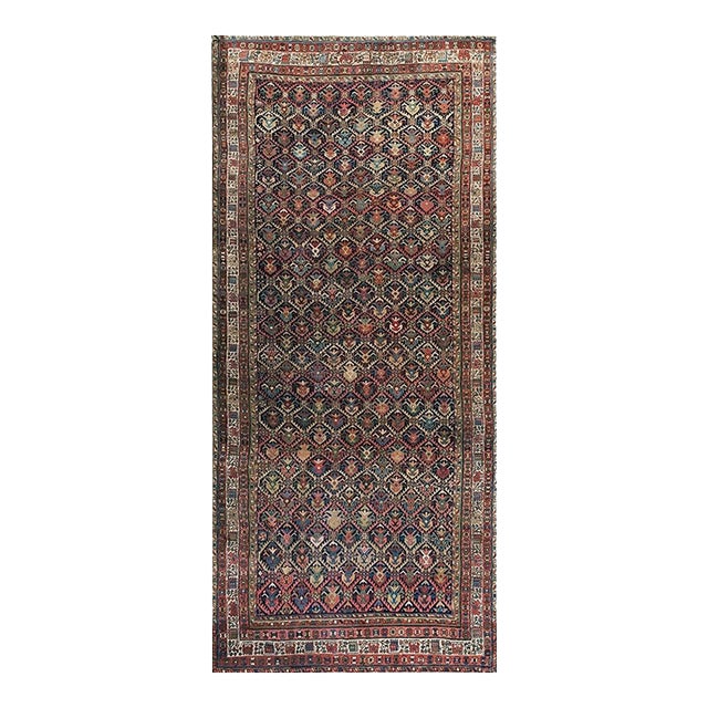 1900s Rustic Blue Navy Tribal Geometric Antique Caucasian Karabagh Wool Rug For Sale