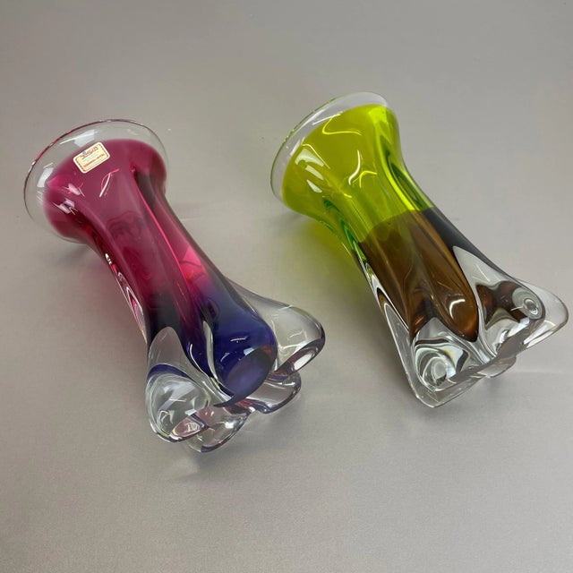 Vintage German Vase in Hand Blown Crystal Glass from Joska, 1970s, Set of 2 For Sale - Image 18 of 18