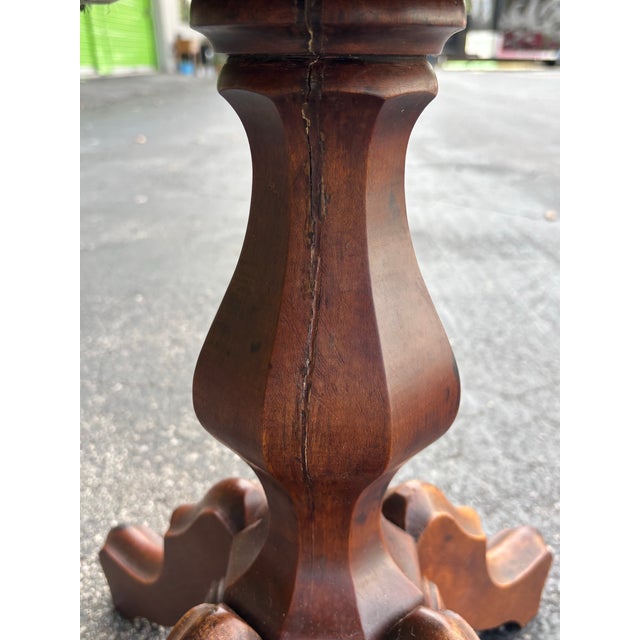 Antique Victorian Carved Wood Piano Stool With Needlepoint Seat, 19c For Sale In Miami - Image 6 of 8