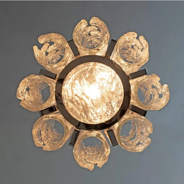 Metal Postmodern Italian Murano Glass Chandelier attributed to Carlo Nason for Mazzega, 1970s For Sale - Image 7 of 8