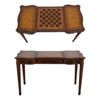Maitland Smith Leather Top Games Table For Sale