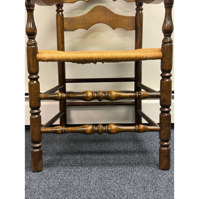 Brown Late 20th Century Early American Ladderback Dining Chairs - Set of 6 For Sale - Image 8 of 12