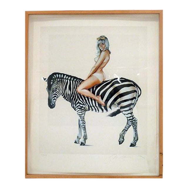 Mel Ramos Girl on a Zebra, 1981. Limited Edition Lithograph Print For Sale