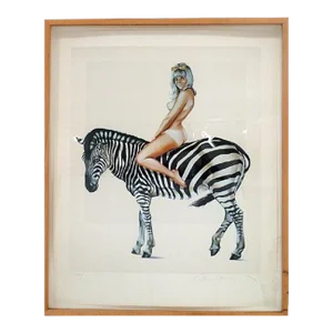 Mel Ramos Girl on a Zebra, 1981. Limited Edition Lithograph Print