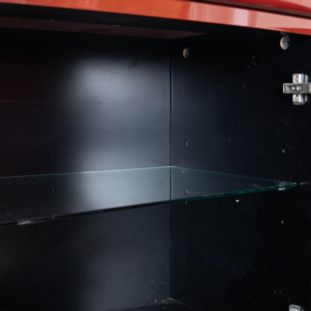 Red Lacquered Wooden Sideboard, 1970s For Sale - Image 11 of 15