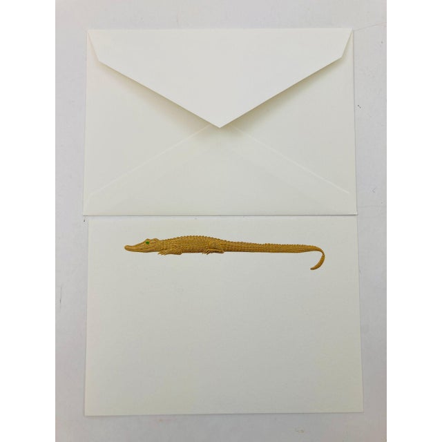 Cartier Card and Envelope Set with the Iconic Crocodile Gold Jewelry Design. Authentic Luxury Cartier Stationery Card...