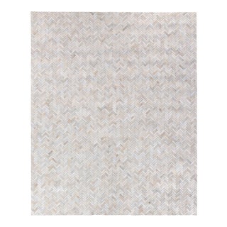 Exquisite Rugs Willoughby Patchwork Leather Ivory - 8'x11' For Sale