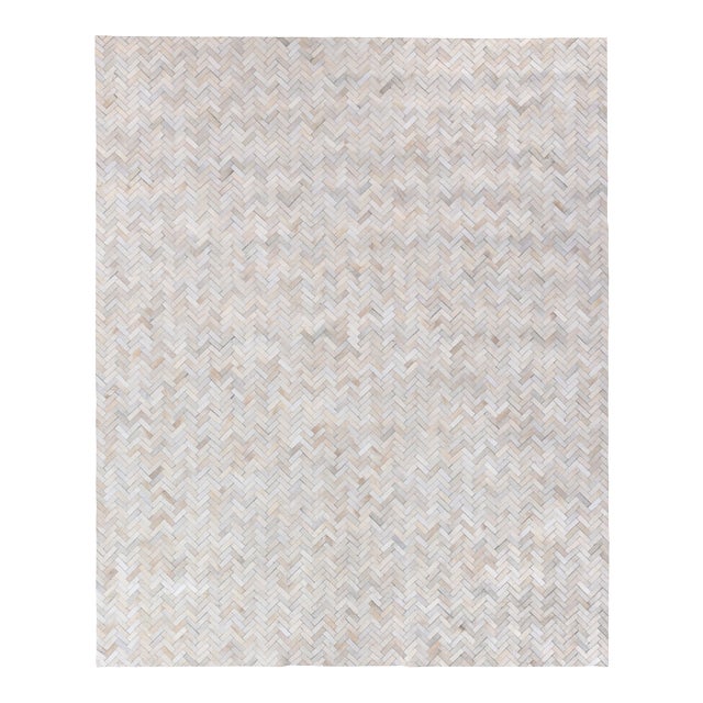Exquisite Rugs Willoughby Patchwork Leather Ivory - 8'x11' For Sale