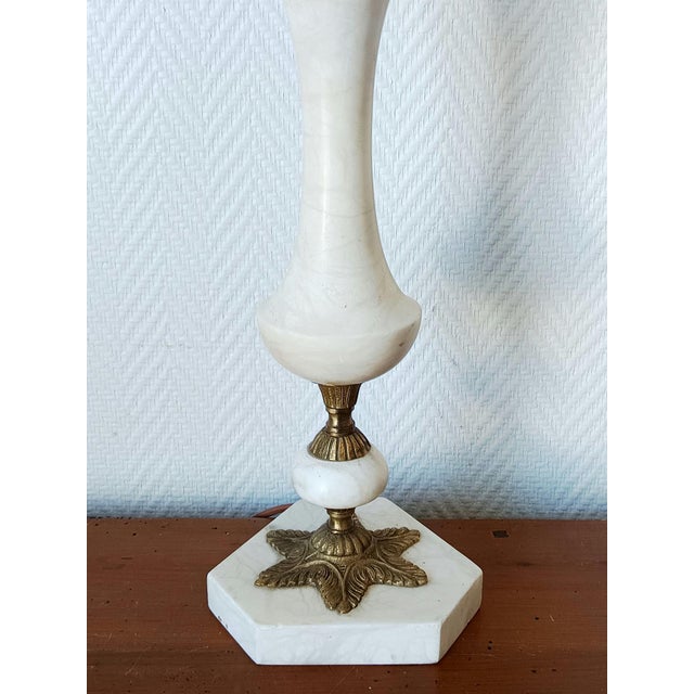 Alabaster Lamp with Gilding and Seashells, 1950s For Sale - Image 6 of 12