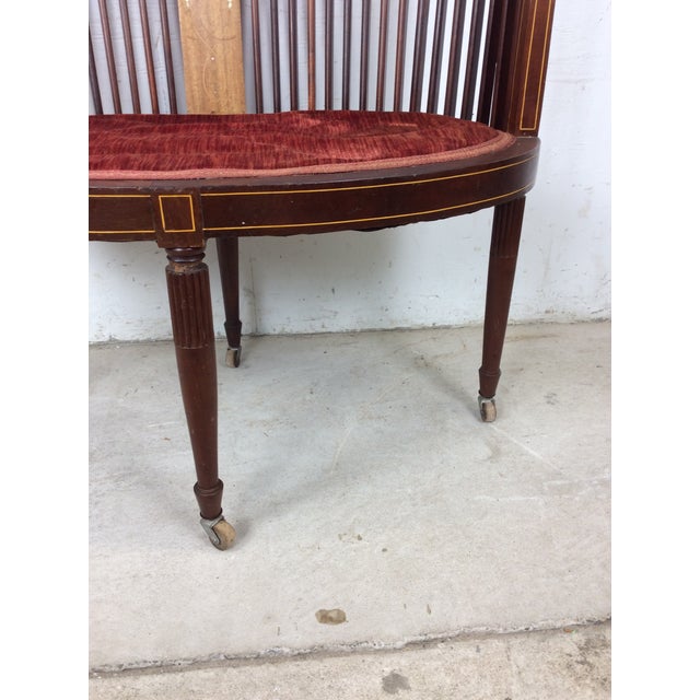 Traditional Antique Edwardian Inlaid Mahogany Settee For Sale - Image 3 of 18
