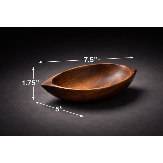 Mid-Century Modern Mid 20th Century Asian Monkey Pod Wood Snack Bowl Set – 5-Piece For Sale - Image 3 of 5