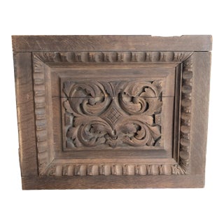 Antique Carved Wood Architectural Panel For Sale