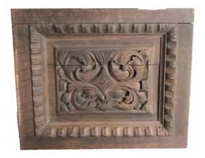 Antique Carved Wood Architectural Panel