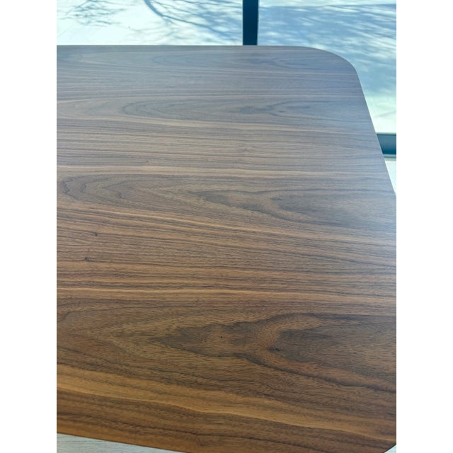 Modern Walnut Dining Table With Solid Wood Legs For Sale In San Francisco - Image 6 of 6