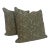 Pair of Square Green Blockprint Style Fabric Pillow Covers For Sale