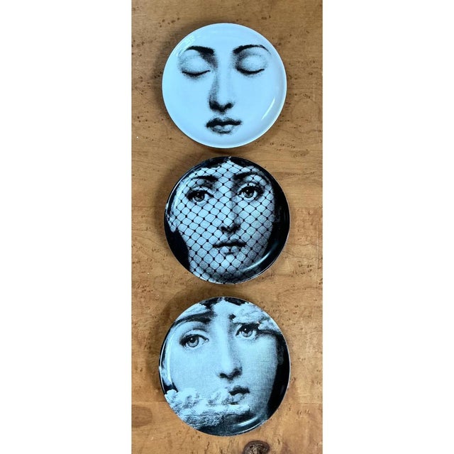 Fornasetti Tema E Variazioni Ceramic Small Plates - Set of Three For Sale In West Palm - Image 6 of 12