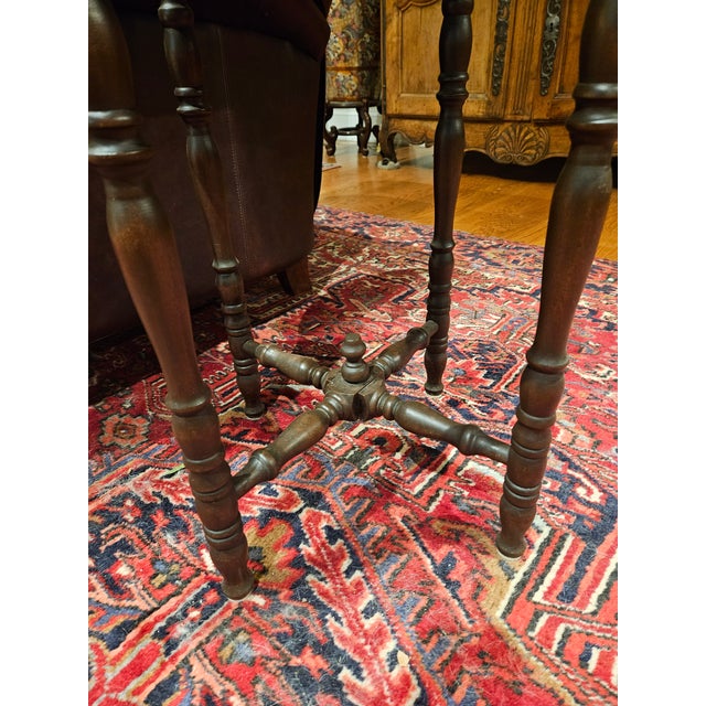 Wood Vintage Black Walnut Round Side Table For Sale - Image 7 of 12
