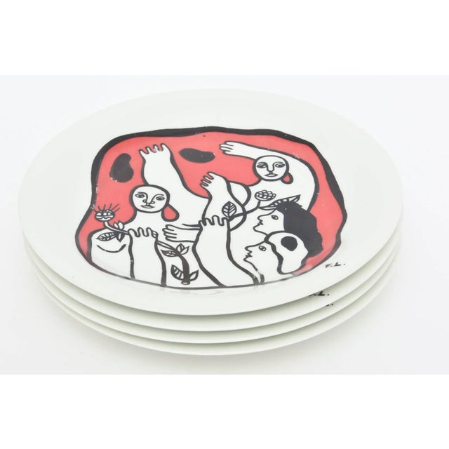 1970s Vintage After Fernand Leger French Limoges Porcelain Plates, Set of Four in Acrobat Series For Sale - Image 5 of 9