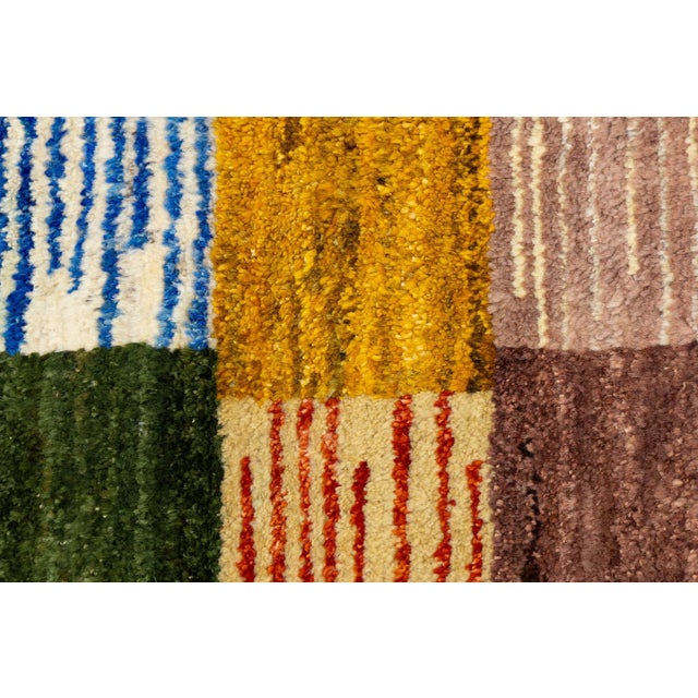 Textile Modern Abstract Baluch Style Wool Rug - Vibrantly Colored Patchwork Checkerboard For Sale - Image 7 of 11