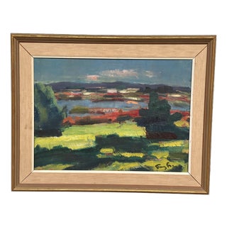 Frans Lundberg, Landscape, 1960s, Oil Painting on Canvas, Framed For Sale