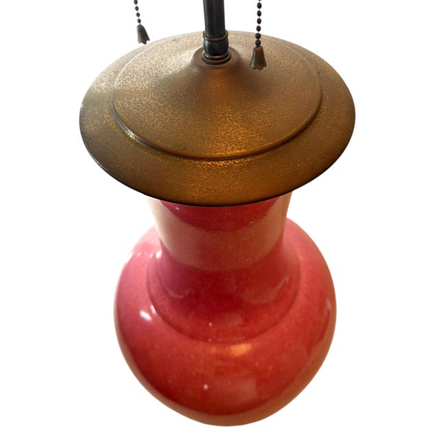 Ceramic 1950s Pink Chinese Hollywood Regency Lamp For Sale - Image 7 of 9