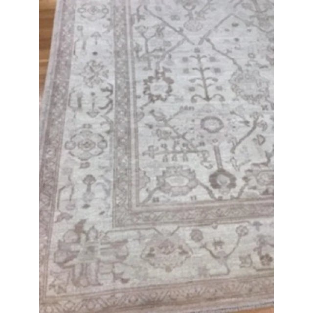 Tan Hand Knotted Fine Oushak Rug - 9′2″ × 12′5″ For Sale - Image 8 of 12