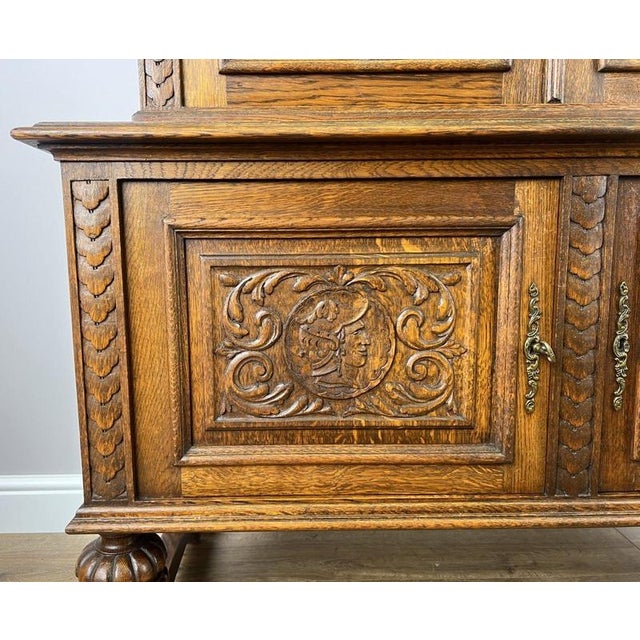 Wood Vintage French Oak Glazed Display Cabinet For Sale - Image 7 of 14