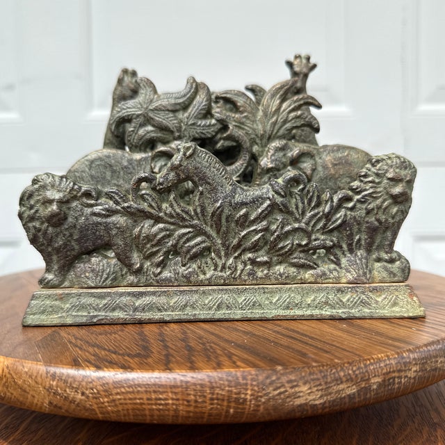 Metal Cast Iron African Animal Letter Organizer For Sale - Image 7 of 8